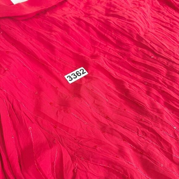 Notations Blouse Womens 2X Red Polyester Long Bell Sleeve V-Neck Ruffled Sequins - Picture 10 of 10